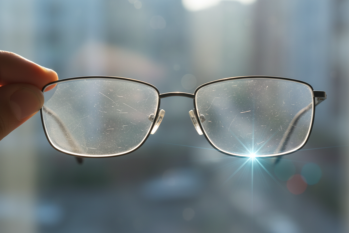 Die Fassung: die Hälfte der Brille, die nie gereinigt wird